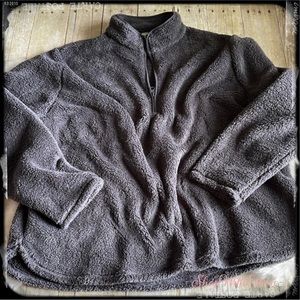 Charcoal Gray 1/4 Zip Teddy Pullover NWT